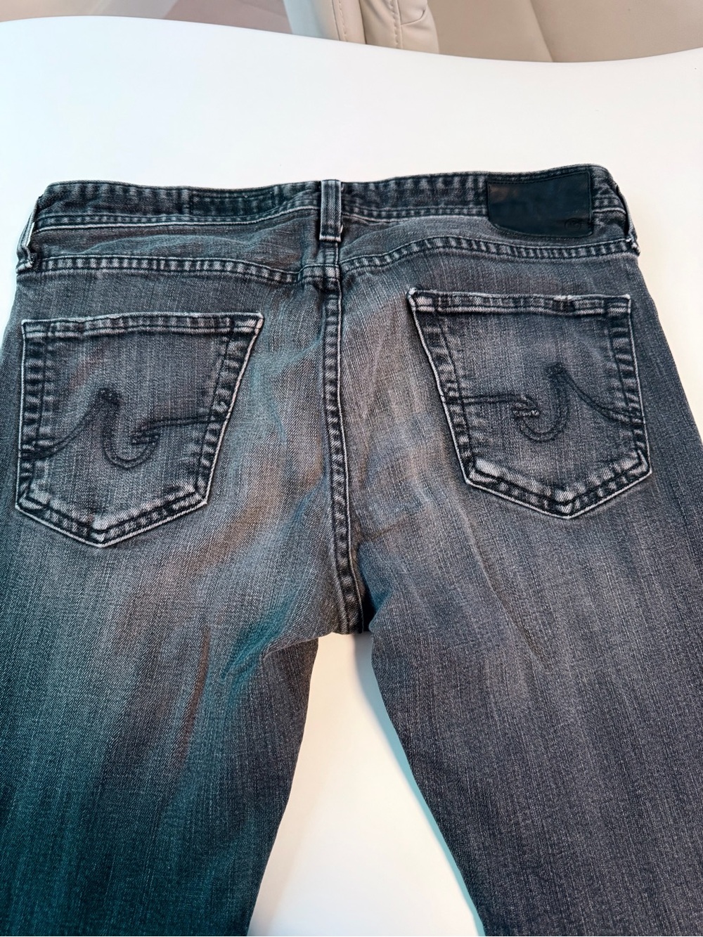 Ag Adriano Goldschmmied Men's Slim Straight Washed Charcoal Jeans